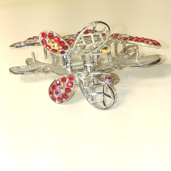 Red dragonflies hair clip & ✨FREE✨ earrings NWT - Picture 4 of 7